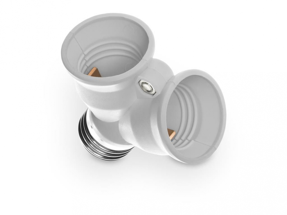 Adaptor dublu dulie E27 alb Plastrol, pentru utilizare internă, 230V, max. 180°C, 35g [2]