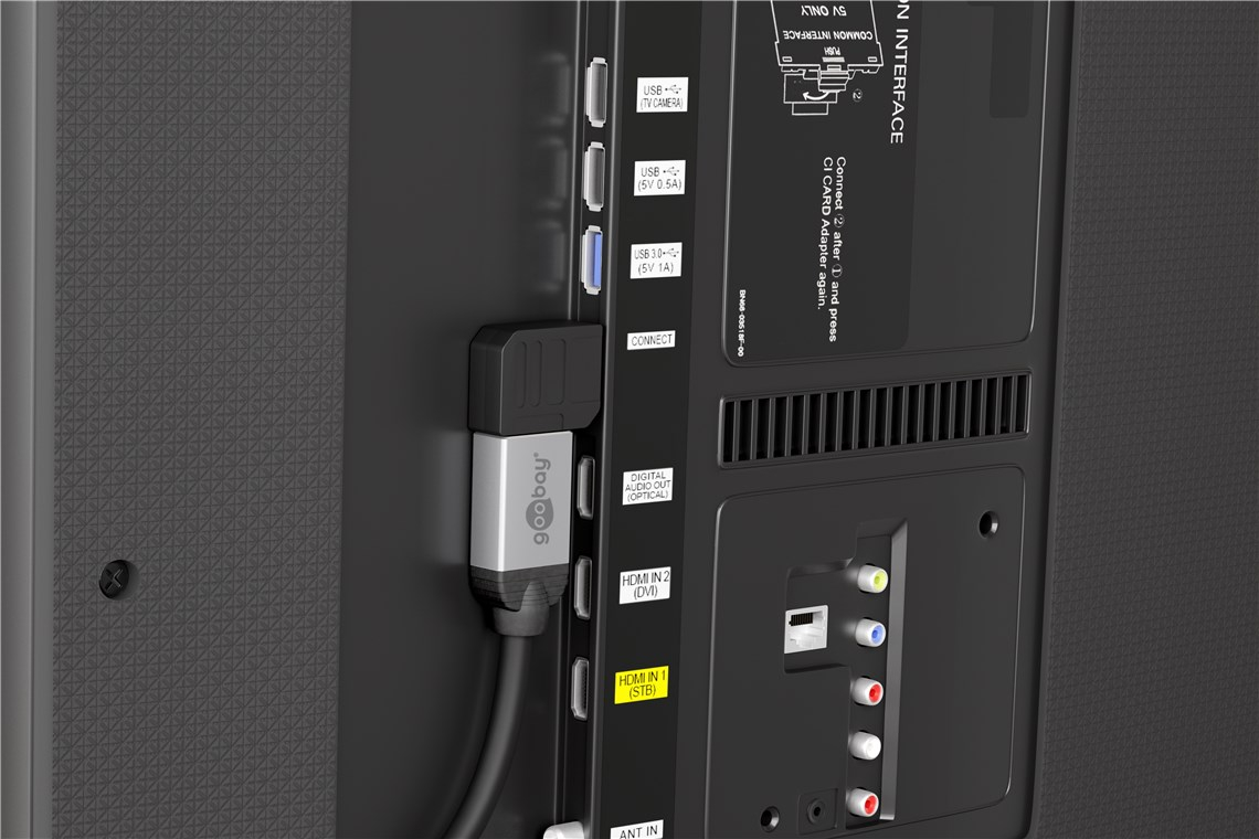 Adaptor HDMI mama-tata la 270 grade 4K Ultra HD 2160p 60Hz placat cu aur negru Goobay 51725 [2]