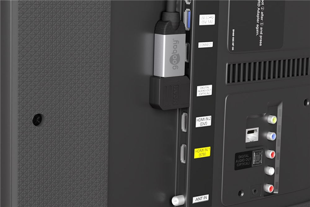 Adaptor HDMI 90° 4K Ultra HD 2160p, placat cu aur, negru, Goobay 51724 – Conexiune sigură și de înaltă calitate [2]