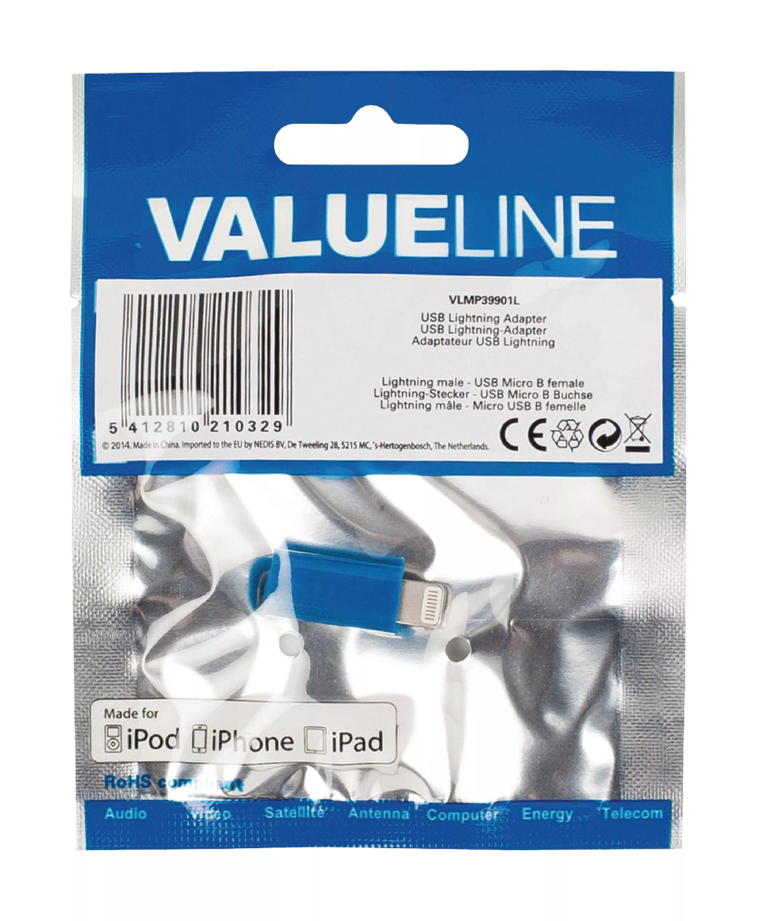 Adaptor iPhone Lightning tata - micro USB mama albastru Valueline – IoElectronice.ro [4]