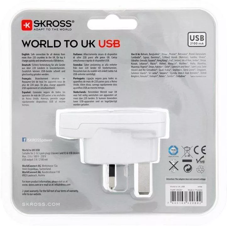 Adaptor Priza UK cu USB - Compatibil Universal, Încărcare Rapidă, Design Alb, Ideal pentru Călătorii Internaționale [3]