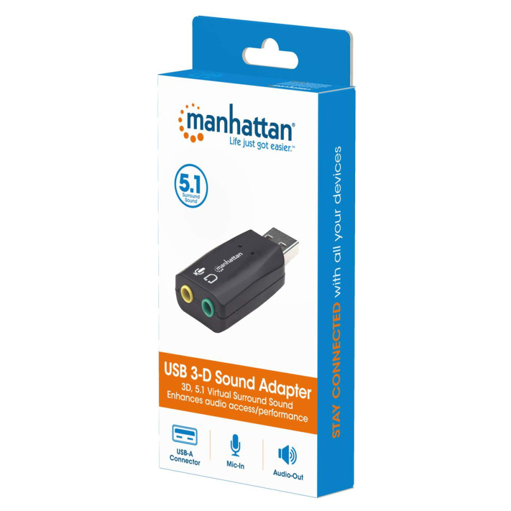 Adaptor sunet USB 3D Manhattan 150859, 5.1 Surround, Plug & Play, compatibil PC și Mac, microfon/audio [4]
