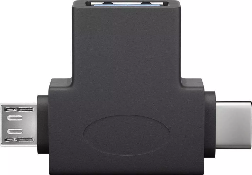 Adaptor USB 3.0 A mama la micro USB tata + USB Type C tata negru Goobay – IoElectronice.ro [1]