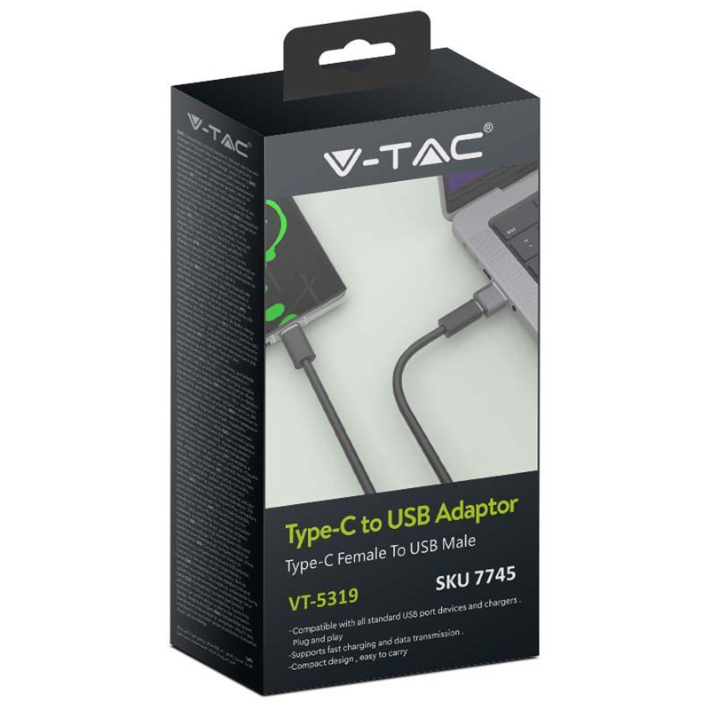 Adaptor USB tata - USB TYPE C mama încărcare/sincronizare metal V-TAC – IoElectronice.ro [3]