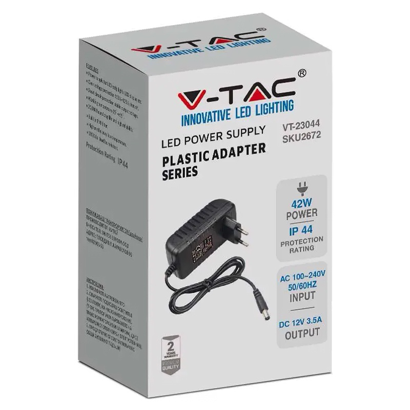 Alimentator 12V 42W 3.5A IP44 V-TAC, conector 2.1x5.5mm, sigur și eficient pentru proiecte externe [2]