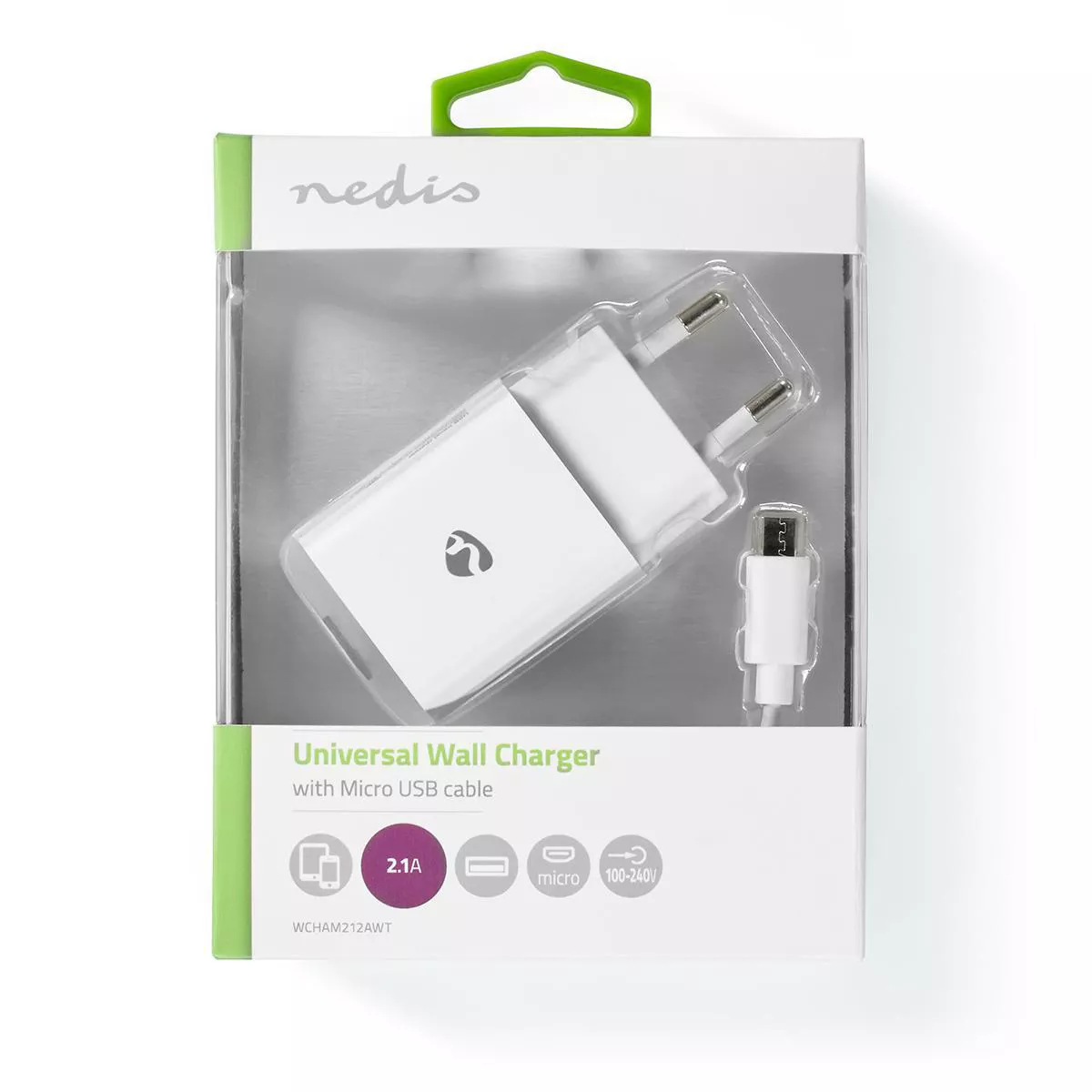 Alimentator USB Nedis 2.1A cu cablu micro USB inclus – Încărcare rapidă pentru smartphone și tablete alb [3]