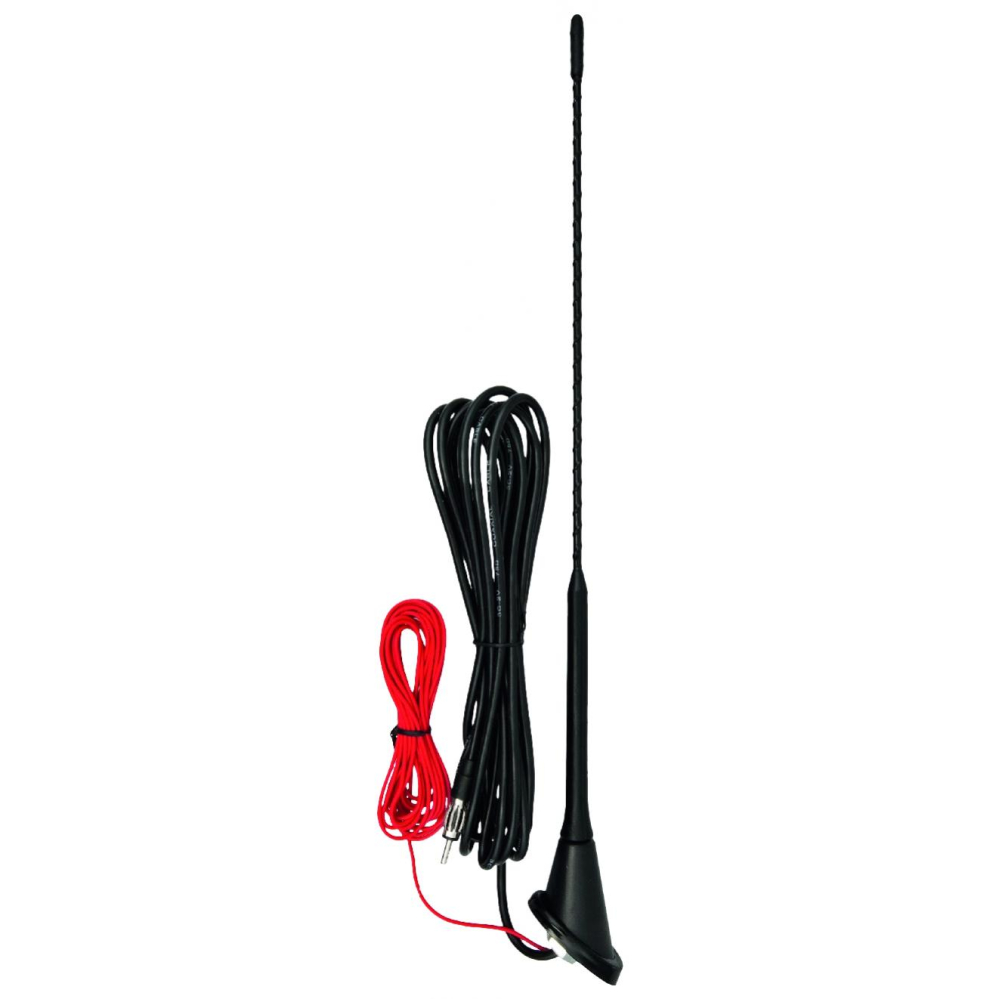 Antena auto Golf cu amplificare 40cm, talpă ovală, carcasă cauciuc, cablu 3m, fișă DIN – fixare ușoară și performanță excelentă [1]