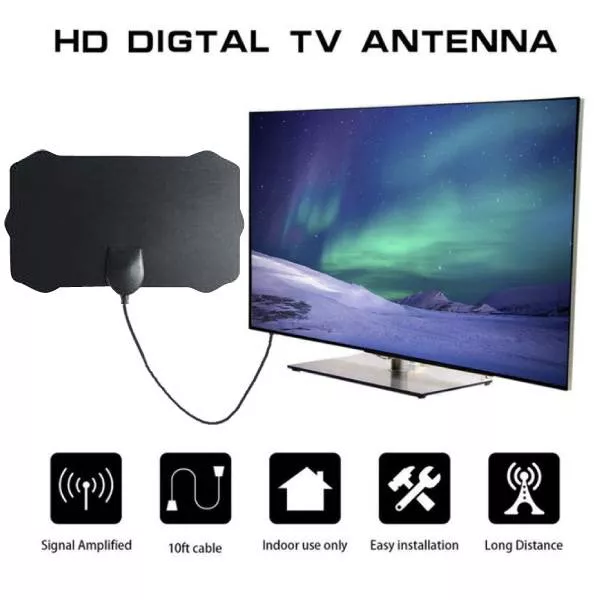 Antena Digitală DAB DVB-T 20dBi, Montare Cablu, 50Ω, Compatibil HD & 4K, Ideală pentru Semnale TV Interioare [2]