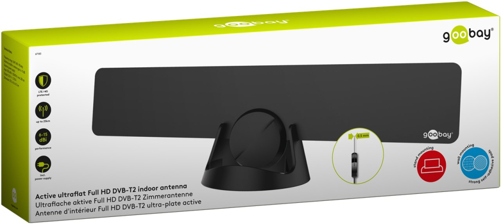 Antena de interior Full HD ultra-plată 16dBi filtru GSM/LTE/4G DVB-T DVB-T2 activă Goobay 67183 – IoElectronice.ro [8]