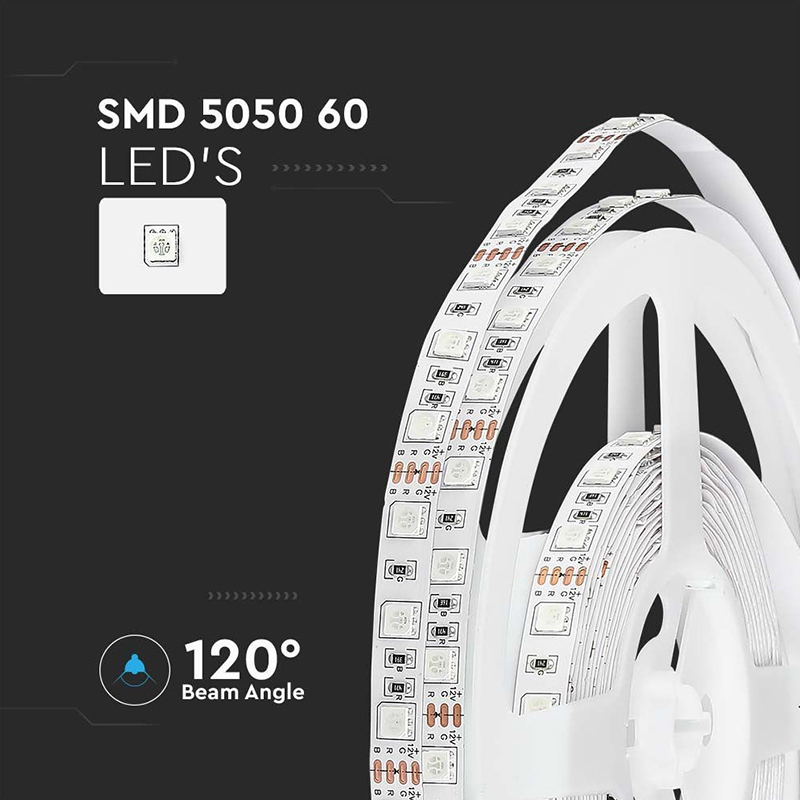 Banda LED 12V SMD5050 60LED/m 7W/m 900lm RGB IP20 5m V-TAC SKU-212120 – IoElectronice.ro [4]