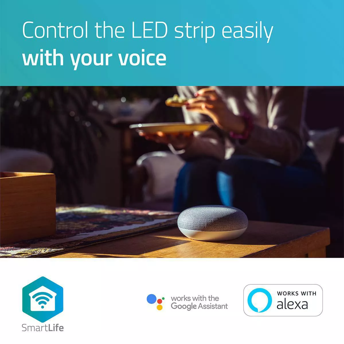 Banda LED RGB Wi-Fi Nedis 5m - Iluminare Inteligentă, Control Vocal, IP65, Compatibil Android & iOS [15]