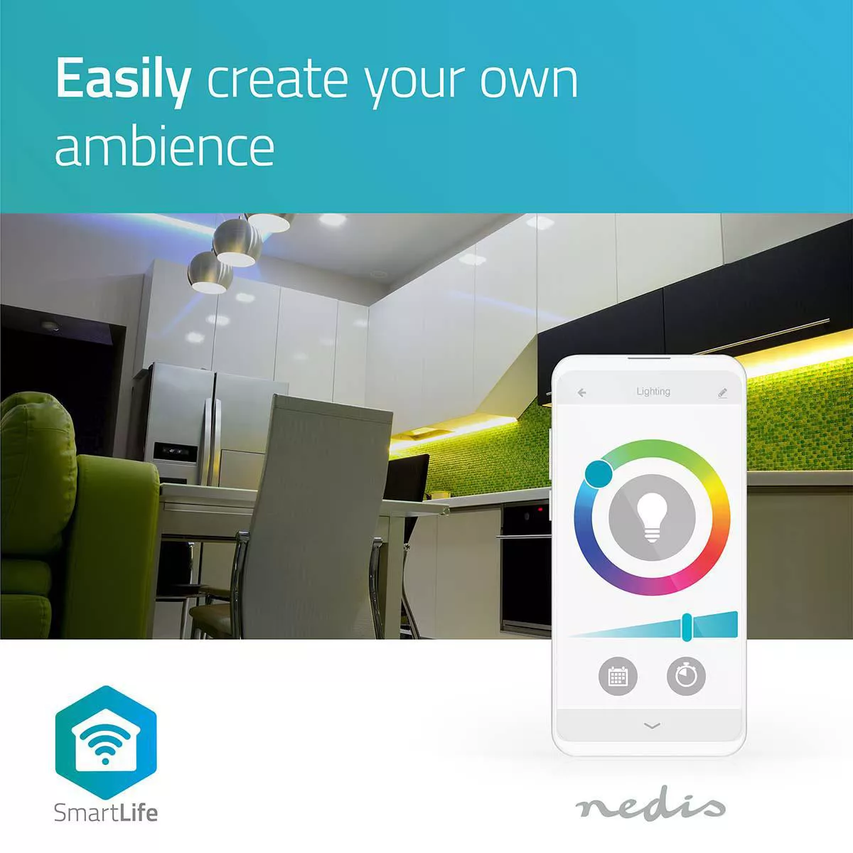 Banda LED RGB Wi-Fi Nedis 5m - Iluminare Inteligentă, Control Vocal, IP65, Compatibil Android & iOS [11]