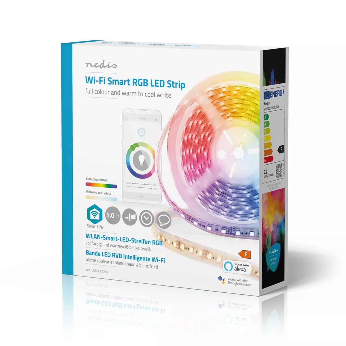 Banda LED RGB Wi-Fi Nedis 5m - Iluminare Inteligentă, Control Vocal, IP65, Compatibil Android & iOS [16]