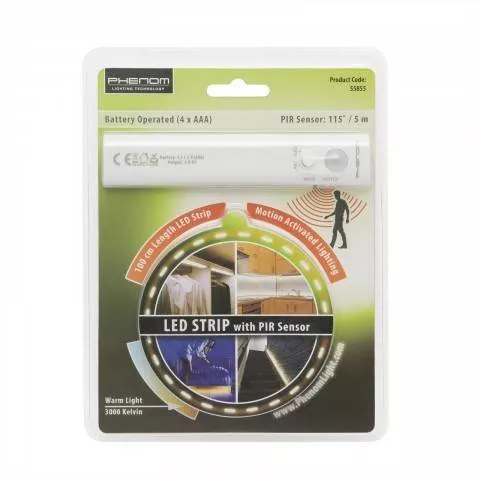 Banda LED cu senzor de mișcare cu baterie 100cm alb cald 3000K Phenom Lighting – IoElectronice.ro [5]