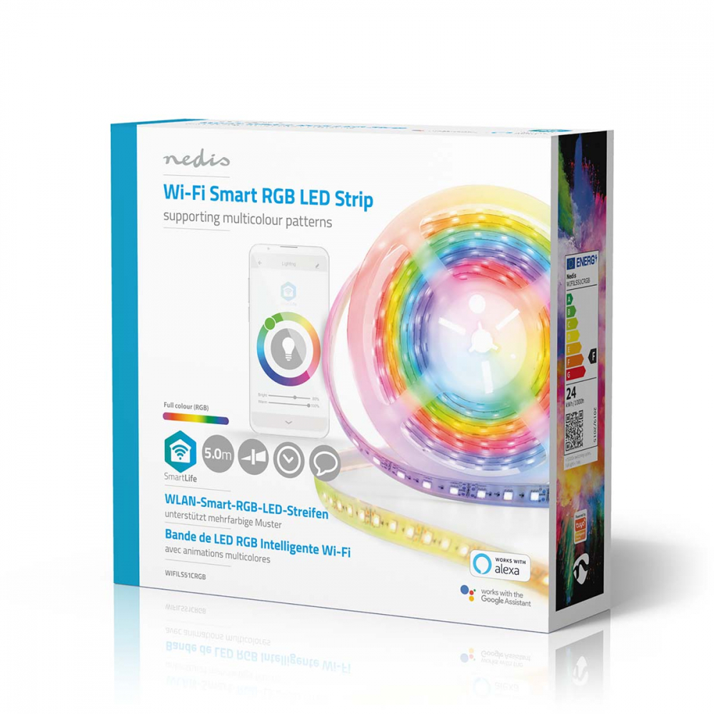 Banda LED Smart Wi-Fi RGB 700lm 5m IP65 Nedis – Iluminare Inteligentă, Multicolor, Control Vocal și Automatizări [9]