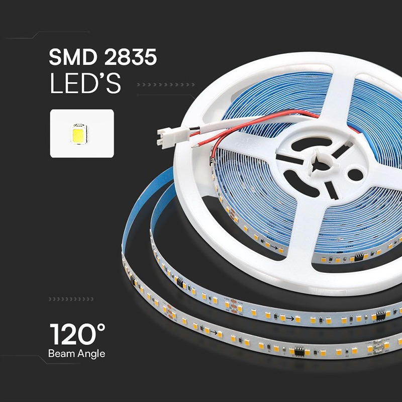 Banda LED SMD2835 10W/m 24V IP20 Alb Rece 6500K, 10m, Eficiență Ridicată, Iluminare Uniformă, V-tac SKU-23609 [2]