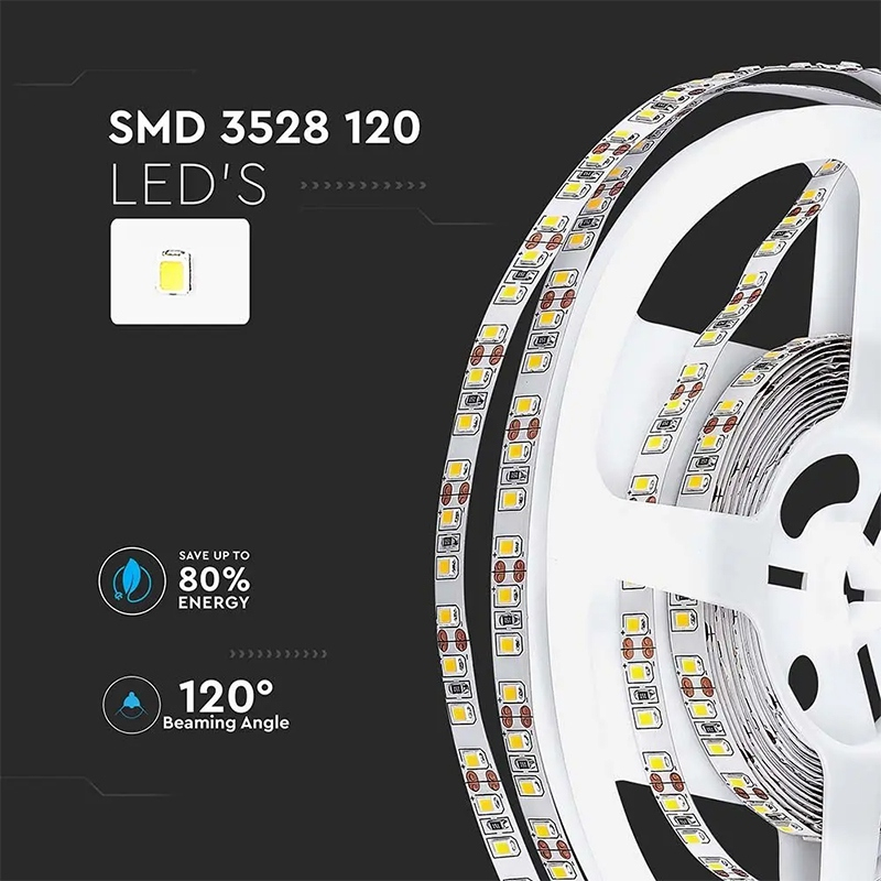 Banda LED SMD3528 12V 8W/m 120LED/m 800lm/m 4000K IP20 5M V-tac SKU-212042 – IoElectronice.ro [3]