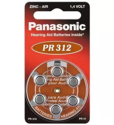 Baterii aparate auditive PR312 Panasonic, zinc-air, 6 buc, compatibile HA312, PR41, V312 – Performanță de durată [1]