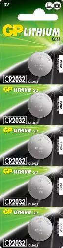 Baterii buton litiu GP CR2032 3V, 220mAh, 5 bucăți, durată lungă de depozitare, ideal pentru aparate electronice [1]