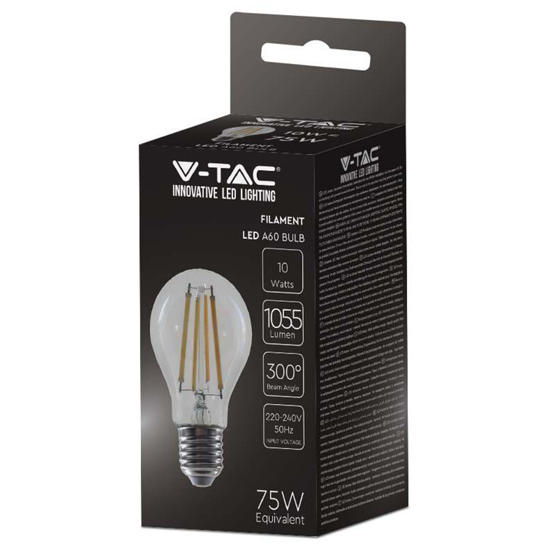 Bec A60 E27 FILAMENT LED 12W 1521lm 6500K alb rece V-tac SKU-217460 – IoElectronice.ro [2]