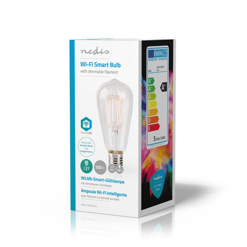 Bec Edison Wi-Fi Smart LED Filament Bulb E27 ST64 5W 500lm Nedis – IoElectronice.ro [4]