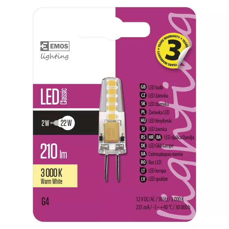 Bec LED G4 12V 2W 3000K Alb Cald, Eficiență A++, Flux 210lm, Durată 30.000h, Compact și Economic [2]