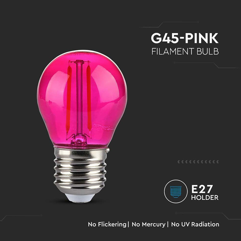 Bec LED G45 E27 2W cu filament roz, durată 20.000 ore, design elegant, iluminare ambientală, IP20, V-tac SKU-217410 [4]