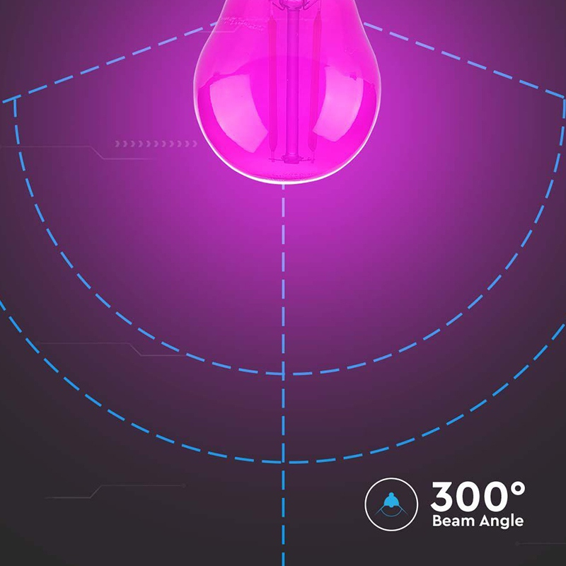 Bec LED G45 E27 2W cu filament roz, durată 20.000 ore, design elegant, iluminare ambientală, IP20, V-tac SKU-217410 [5]