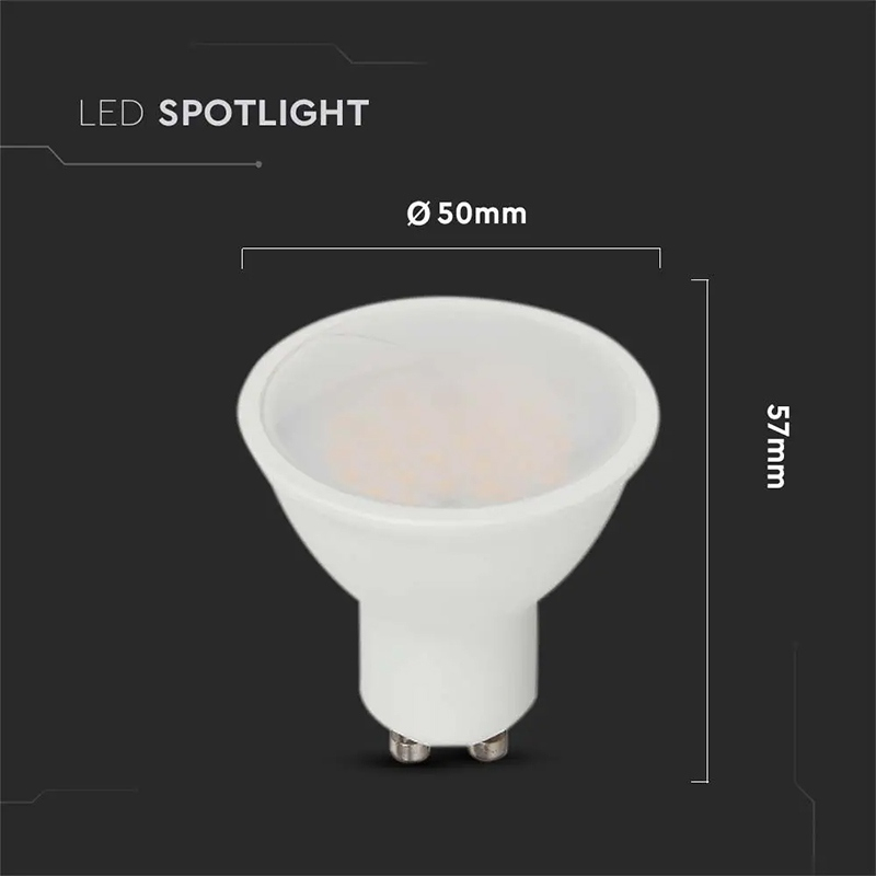 Bec LED GU10 4.5W 4000K alb neutru, cip SAMSUNG, V-TAC, durată 20.000h, flux 400lm, IP20 [3]