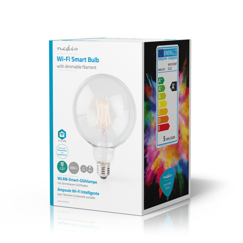 Bec Wi-Fi Smart LED cu filament E27 125mm 5W 500lm 2700K Nedis – IoElectronice.ro [4]