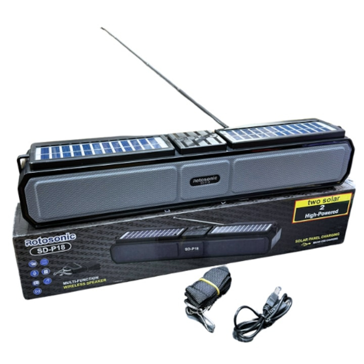 Boxă portabilă Bluetooth USB FM Micro SD P18 Solara [3]