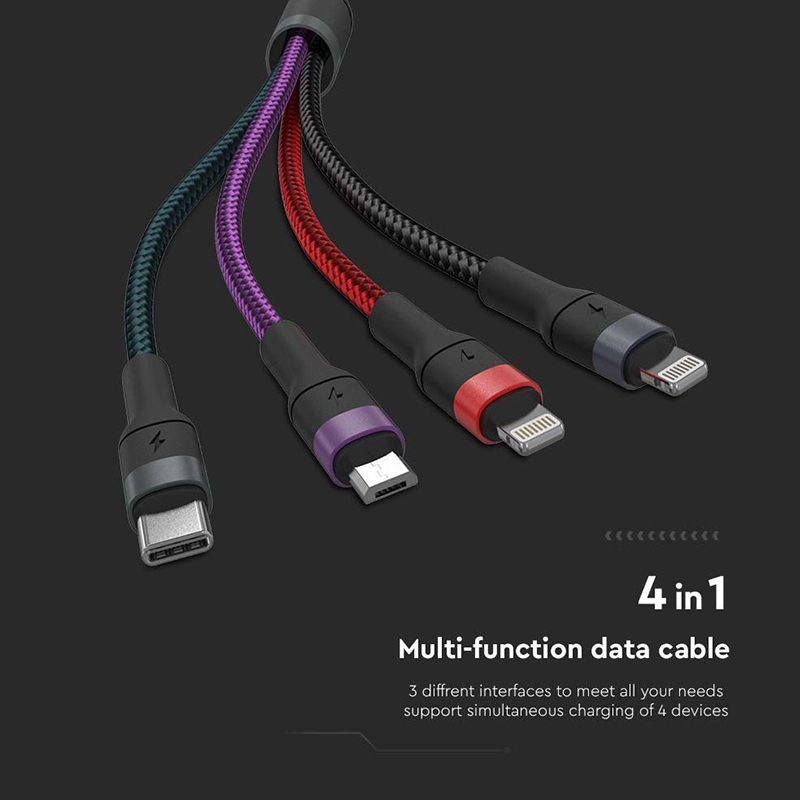 Cablu 4in1 USB Type-C, Micro USB, Lightning – 1.2m, 2.4A, V-TAC SKU-7748 [3]