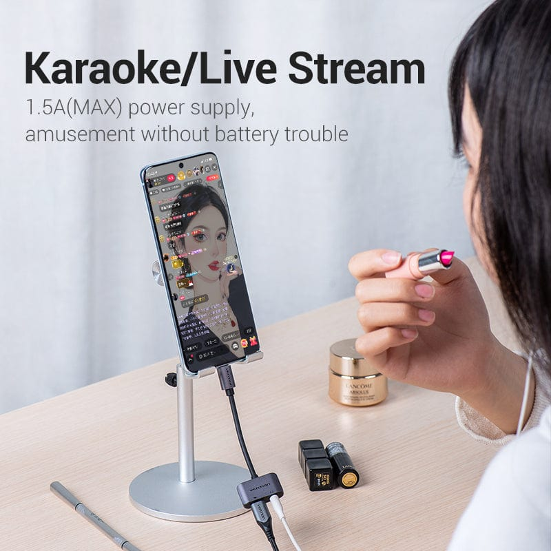 Cablu adaptor convertor USB C la Jack 3.5 mm mama casca/microfon + USB C mama incarcare 10cm OMTP/CTIA standards BGSHA VENTION – IoElectronice.ro [5]