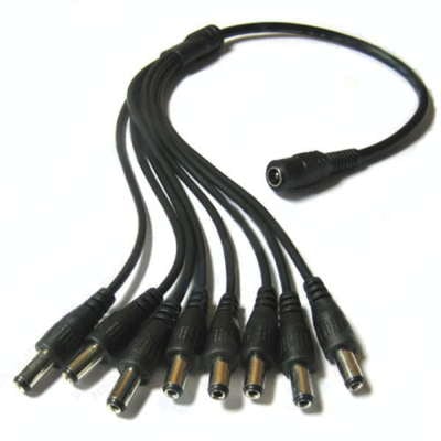 Cablu adaptor DC 2.1x5.5 mm, 1x mama la 8x tata, pentru camere de supraveghere și sisteme de securitate [1]