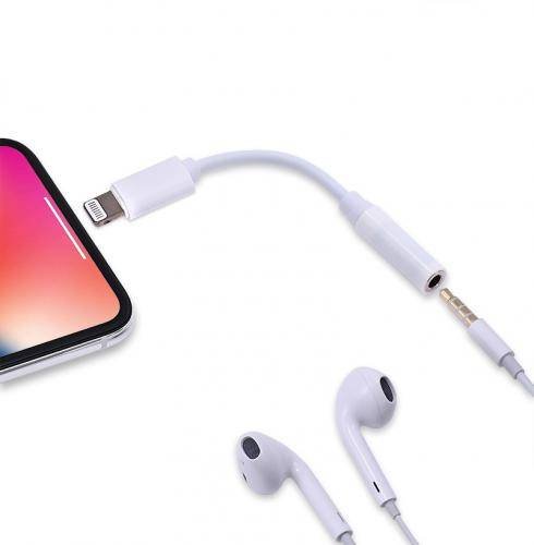Cablu adaptor Lightning tata - Jack 3.5mm mama, 10cm, pentru iPhone, compatibil audio stereo, Well [2]