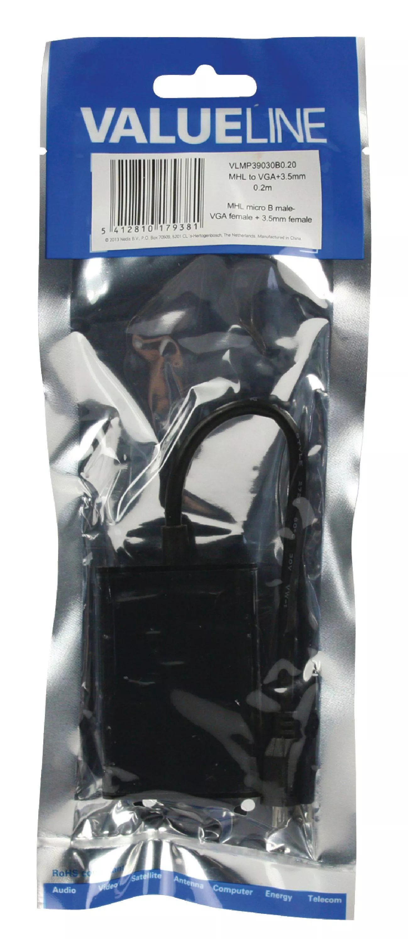 Cablu adaptor MHL micro USB 5 pini - VGA + Jack 3.5 mm 0.2m VALUELINE – IoElectronice.ro [2]