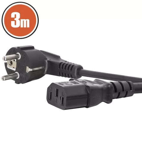 Cablu alimentare 3m pentru computer, 16A, izolat dublu, CEE 7/7 la IEC C13, negru [1]