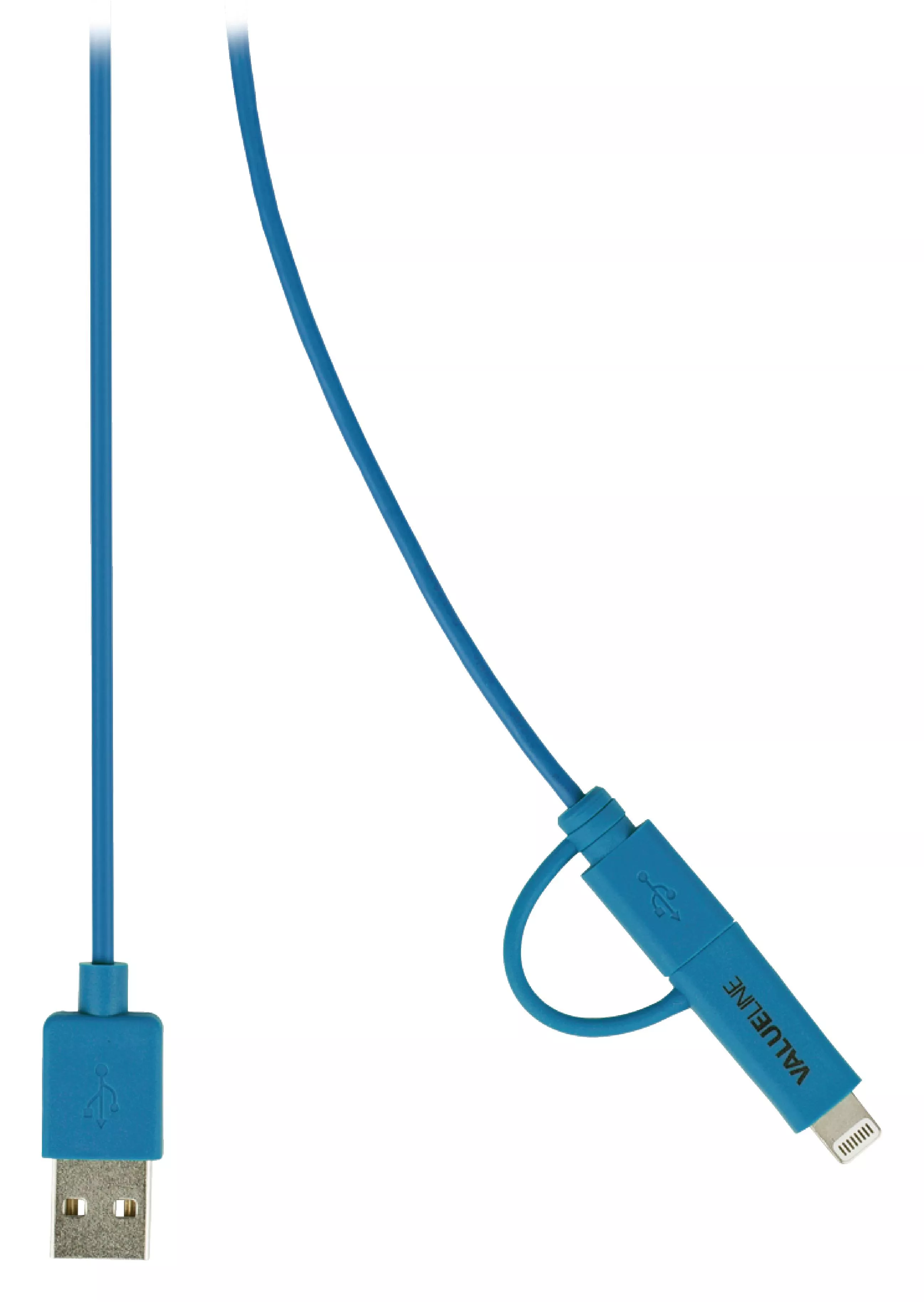 Cablu alimentare și sincronizare albastru USB 2.0 A tata - micro B tata cu adaptor lightning 1m cupru Valueline – IoElectronice.ro [2]