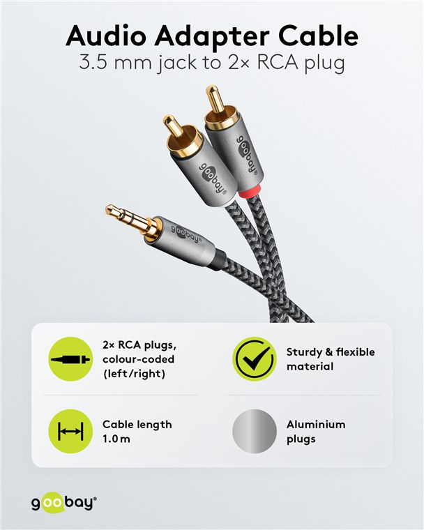 Cablu audio 1m Jack 3.5 mm tata - 2x RCA tata negru [2]