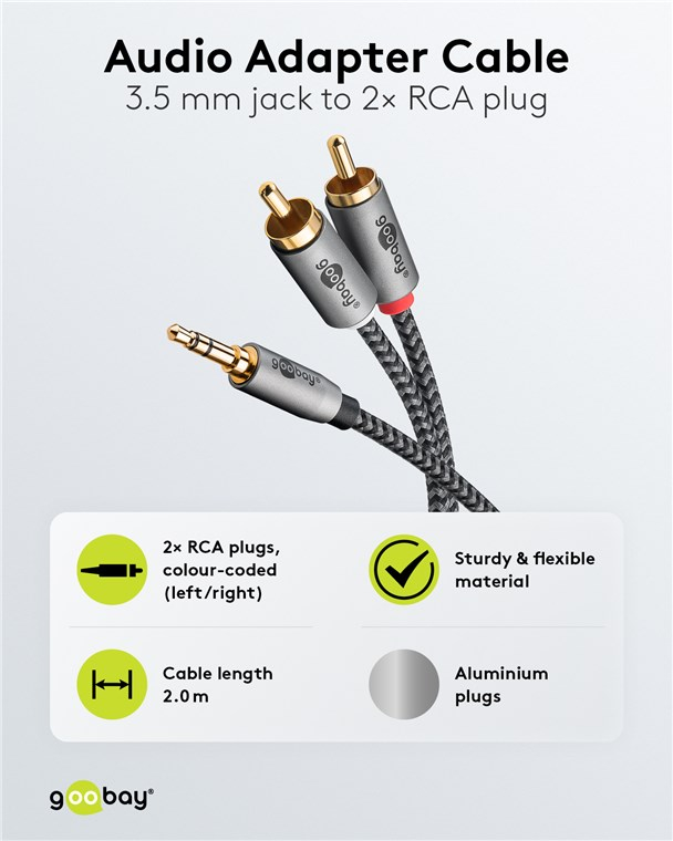 Cablu audio 2m Jack 3.5 mm tata - 2x RCA tata negru [2]