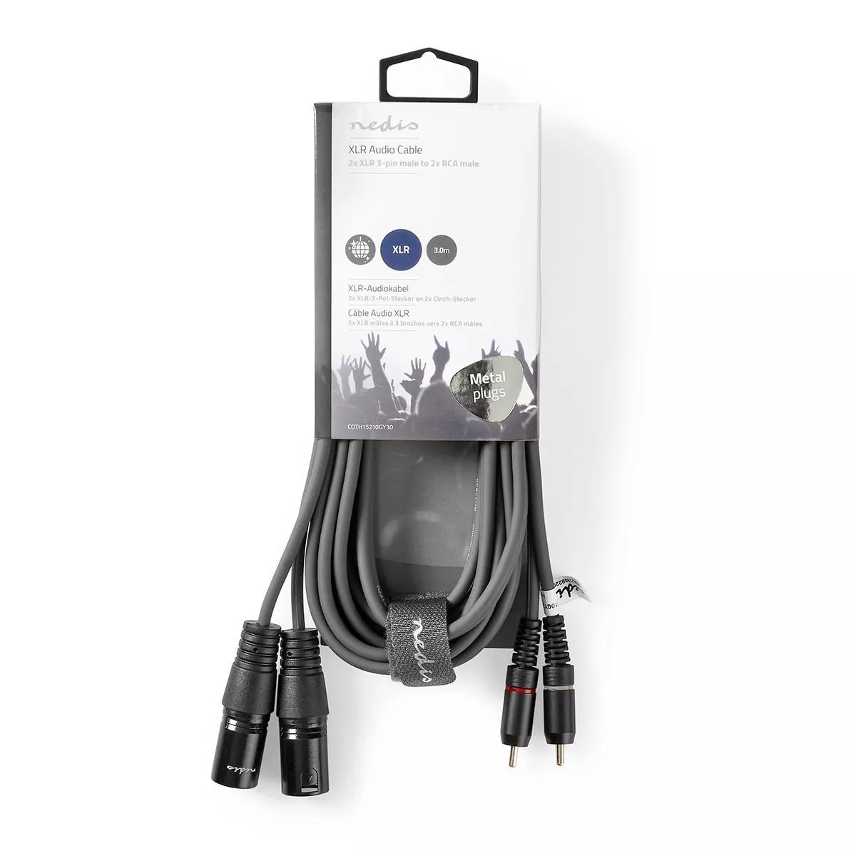 Cablu audio 2x XLR 3-Pini tata - 2x RCA tata 3m gri Nedis – IoElectronice.ro [3]