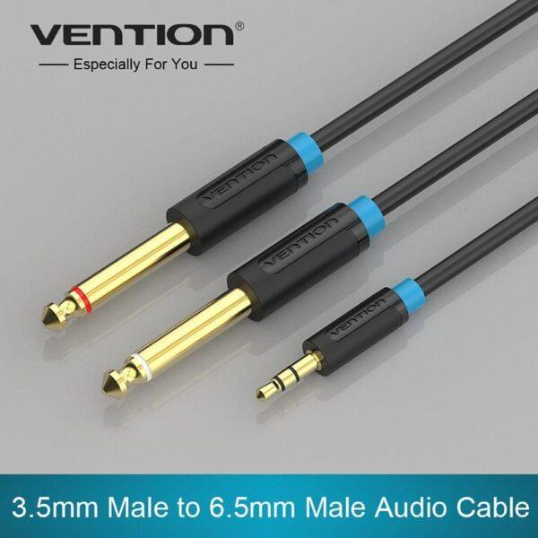 Cablu audio stereo 5m cu mufe Jack 3.5mm și 6.3mm, cupru aurit, negru, PVC, pentru conectare audio de înaltă calitate [2]