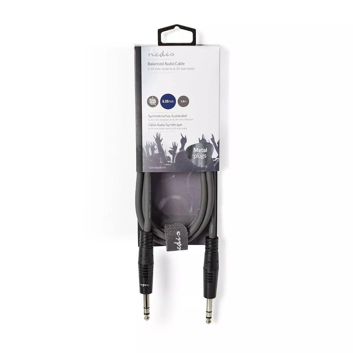 Cablu audio balansat Jack Stereo 6.35 mm tata - 6.35 mm tata 1.5m gri Nedis [3]