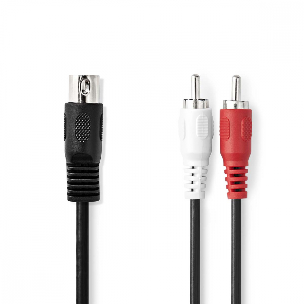Cablu audio DIN 5 pini la RCA, 1m, Negru, Nichelat, pentru stereo, hi-fi, microfoane și echipamente profesionale [1]