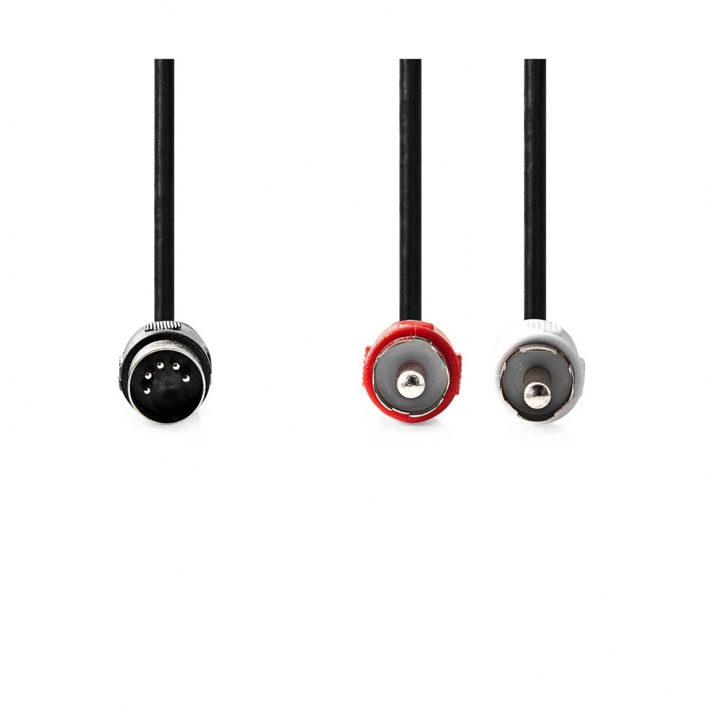 Cablu audio DIN 5 pini la RCA, 1m, Negru, Nichelat, pentru stereo, hi-fi, microfoane și echipamente profesionale [2]