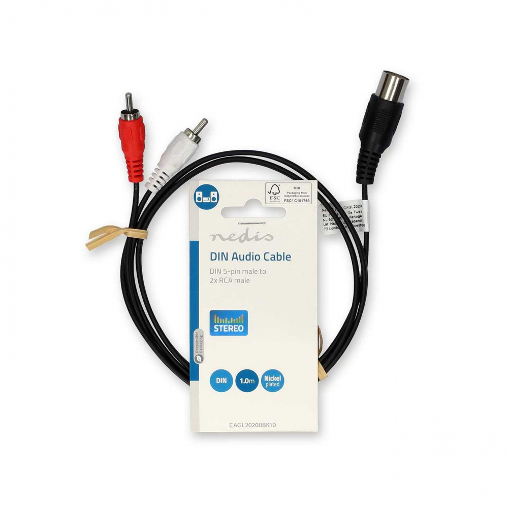 Cablu audio DIN 5 pini la RCA, 1m, Negru, Nichelat, pentru stereo, hi-fi, microfoane și echipamente profesionale [3]