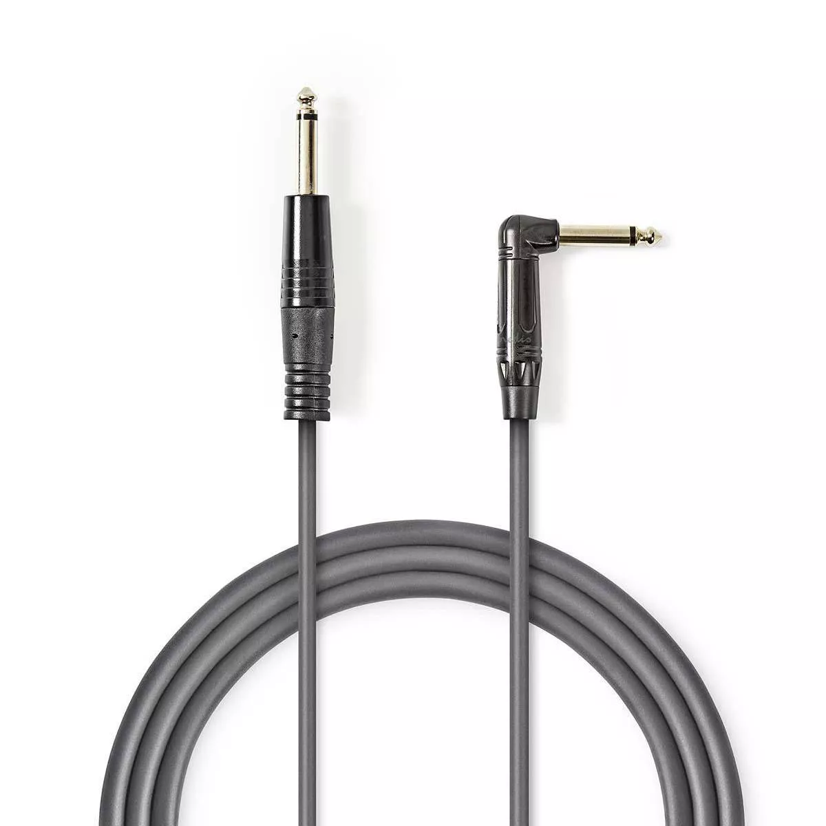 Cablul audio mono 6.35 mm tata - 6.35 mm tata cotit, 5m, gri, NEDIS, pentru instrumente și microfoane [1]