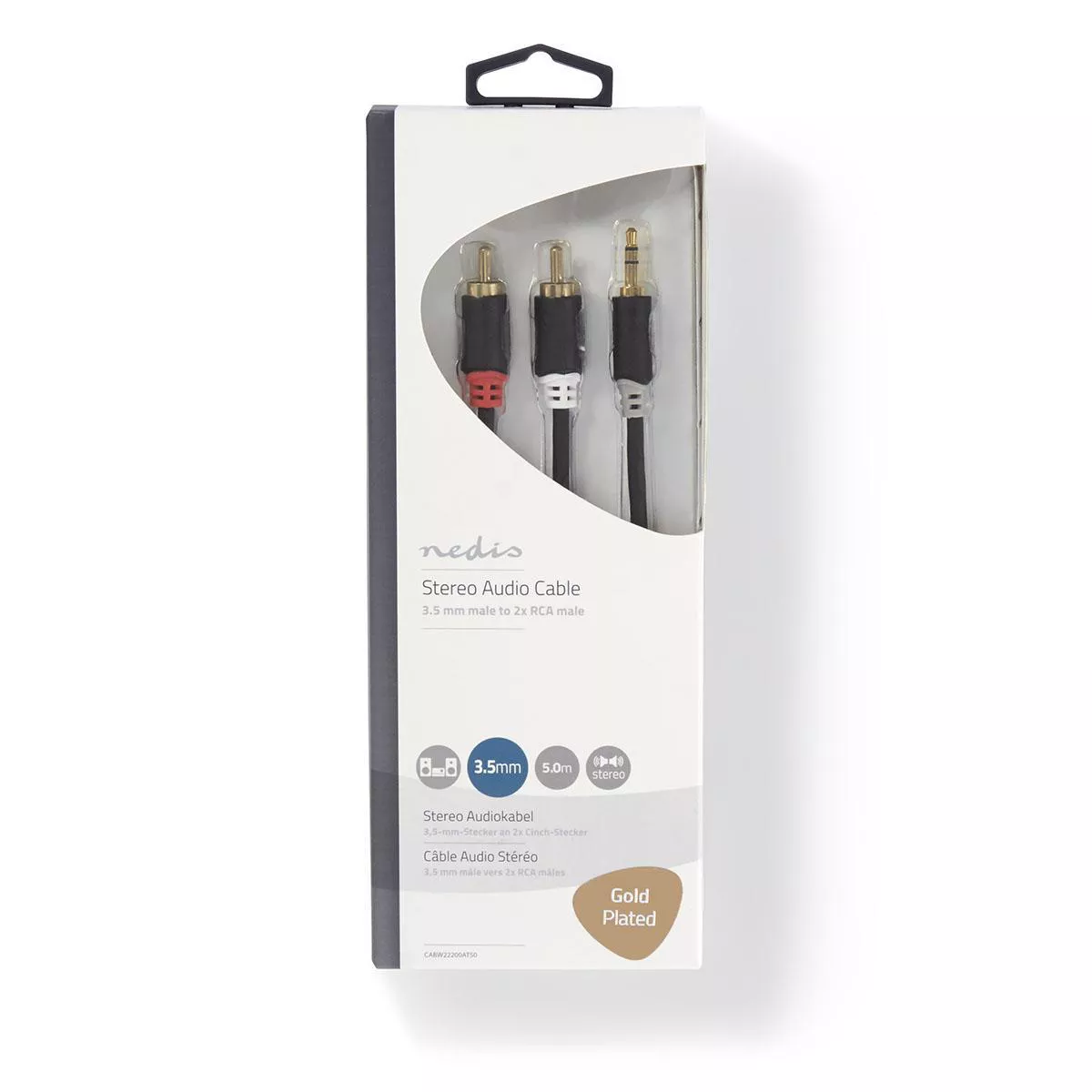 Cablu audio JACK stereo 3.5 mm tata - 2x RCA tata 5m antracit Nedis – IoElectronice.ro [3]