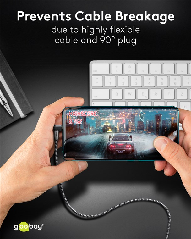 Cablu audio stereo 1m textil împletit Jack 3.5 mm 90 grade [8]