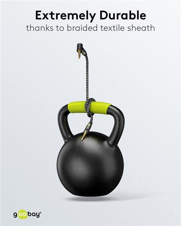 Cablu audio stereo 2m textil împletit Jack 3.5 mm - 3.5 mm 90 grade tata-tata aurit Goobay 65279 – IoElectronice.ro [2]